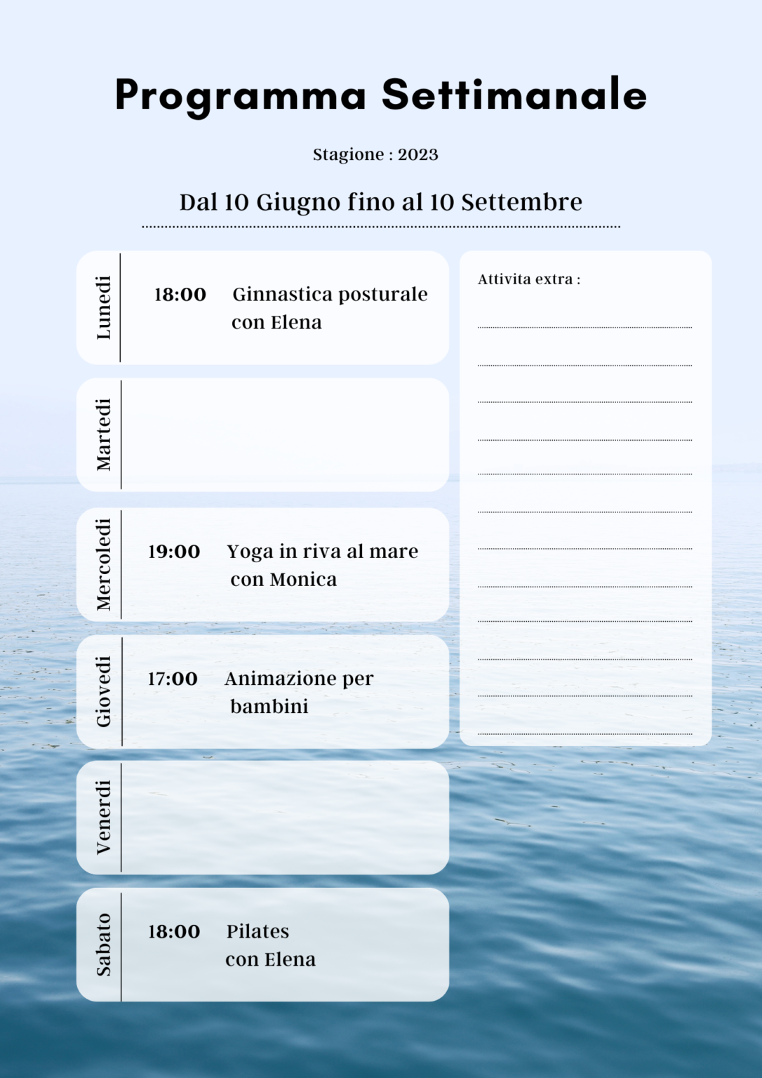 Calendario Animazione Spiaggia Bagno Milano Viareggio
