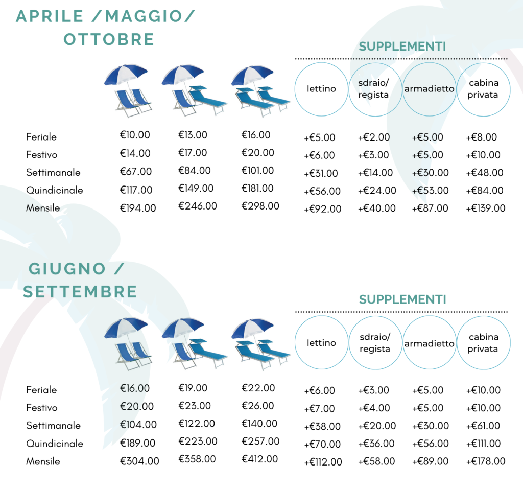 Listino Prezzi Spiaggia Bagno Milano Viareggio 1